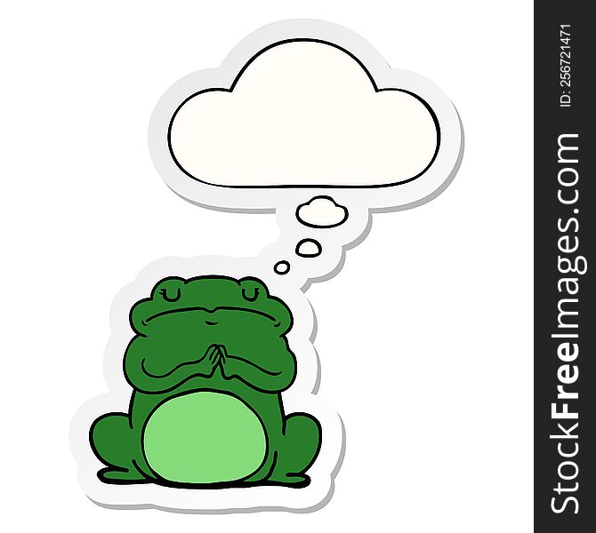 Cartoon Arrogant Frog And Thought Bubble As A Printed Sticker
