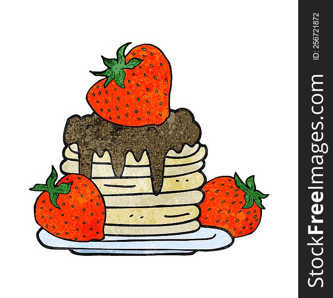 textured cartoon pancake stack with strawberries