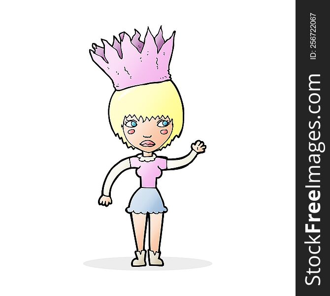 cartoon woman wearing paper crown