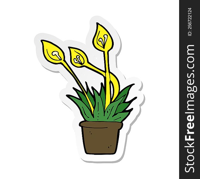 sticker of a cartoon orchid plant