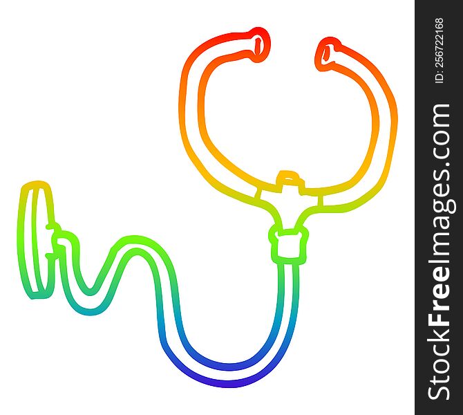rainbow gradient line drawing of a cartoon stethoscope