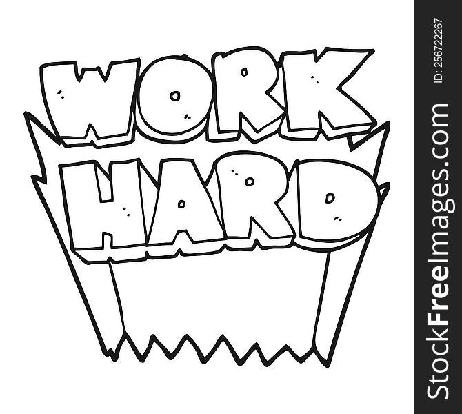 freehand drawn black and white cartoon work hard symbol