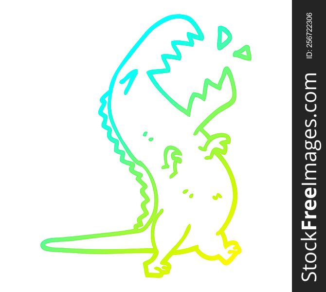 cold gradient line drawing of a cartoon roaring t rex