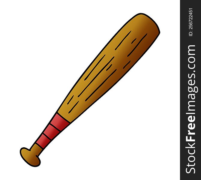 hand drawn gradient cartoon doodle of a baseball bat
