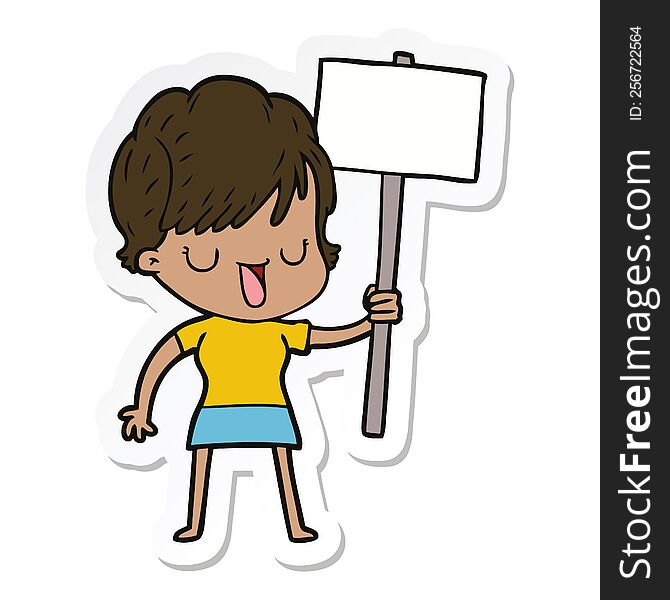 sticker of a cartoon woman talking