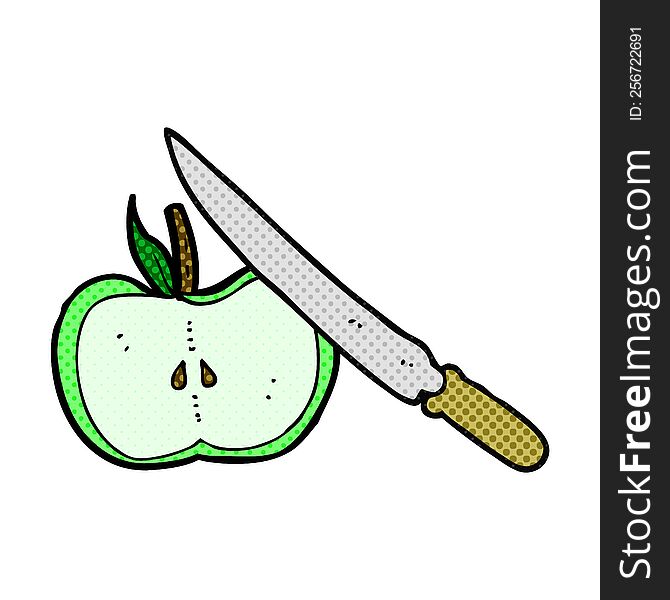 cartoon apple being sliced