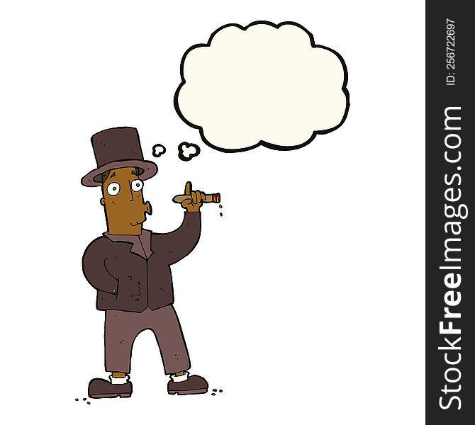 Cartoon Smoking Gentleman With Thought Bubble