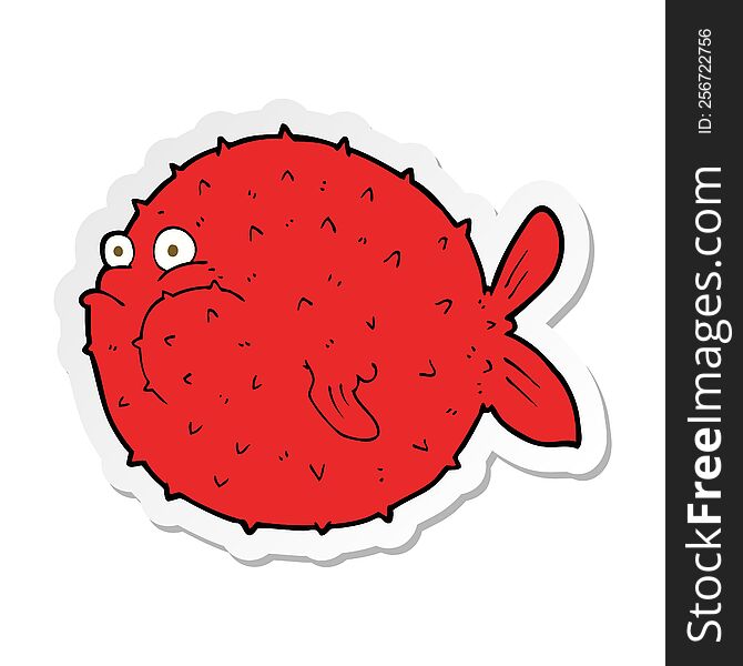 sticker of a cartoon puffer fish