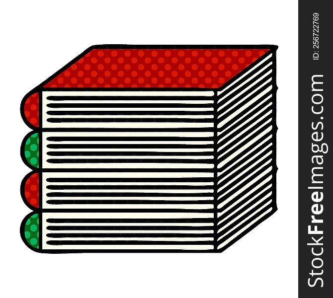 comic book style cartoon of a stack of books