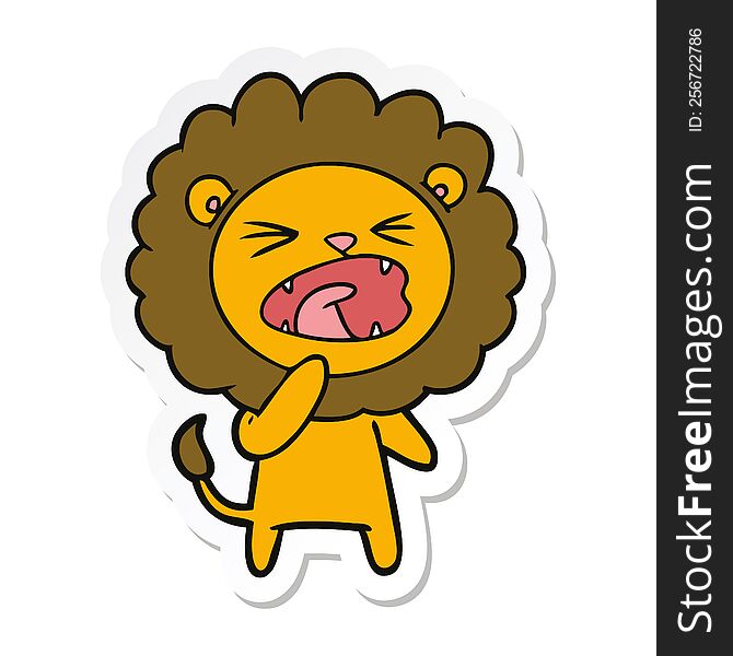 Sticker Of A Cartoon Angry Lion