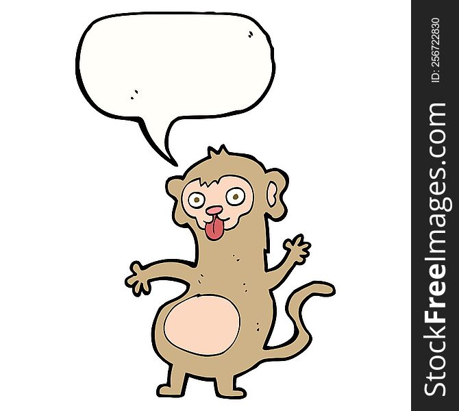 Funny Cartoon Monkey With Speech Bubble