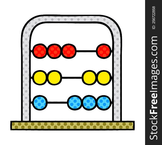 comic book style cartoon maths abacus