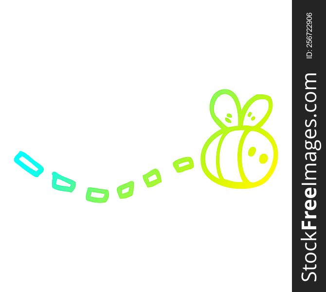 Cold Gradient Line Drawing Cartoon Bee