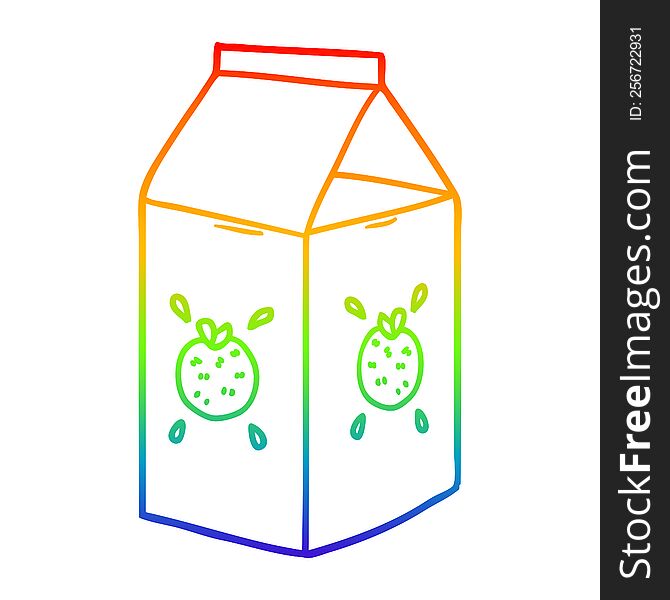 Rainbow Gradient Line Drawing Cartoon Orange Juice Carton