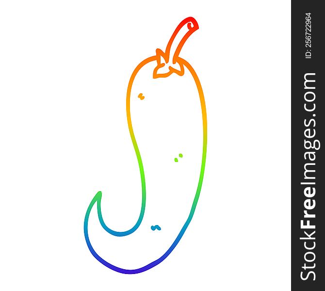 rainbow gradient line drawing of a cartoon red hot chilli pepper