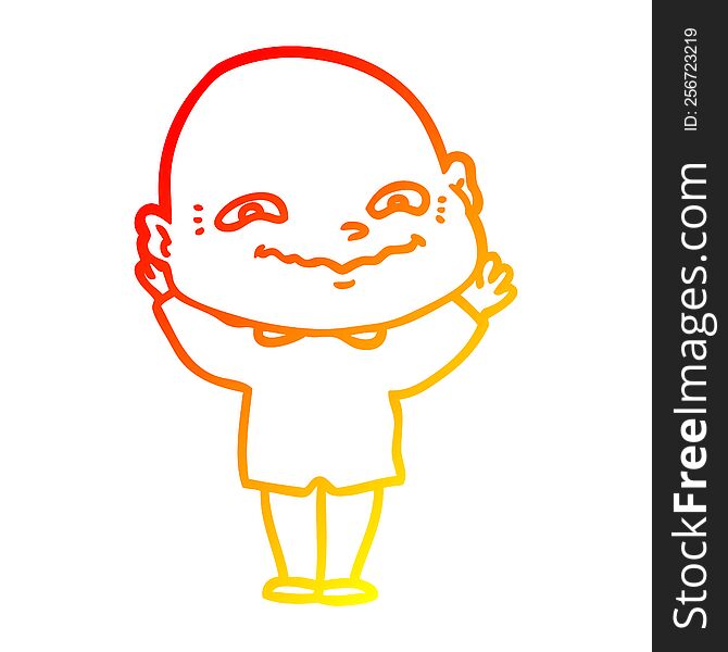 Warm Gradient Line Drawing Cartoon Creepy Guy