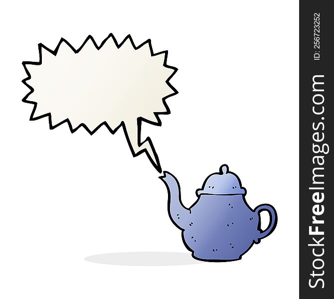 cartoon teapot with speech bubble