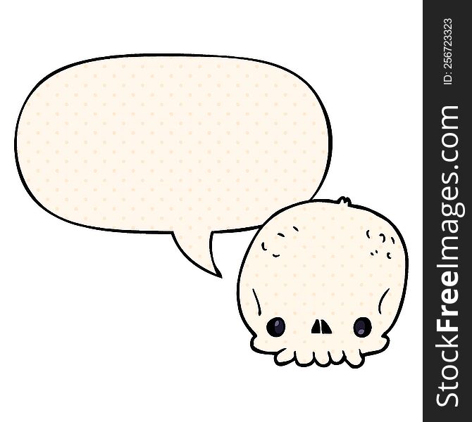 Cartoon Skull And Speech Bubble In Comic Book Style
