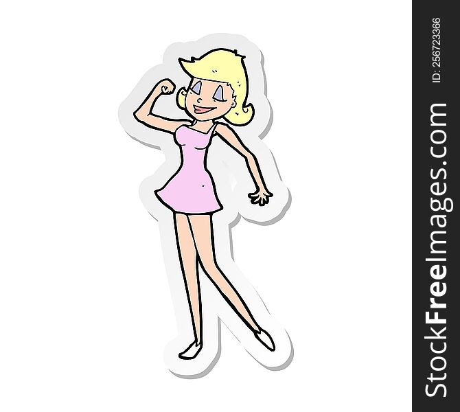 sticker of a cartoon woman with can do attitude