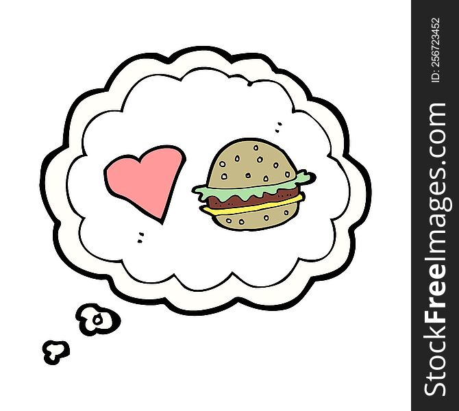 Cartoon Hamburger With Thought Bubble