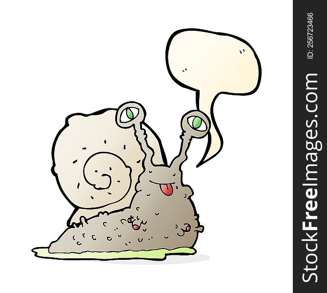 Cartoon Gross Slug With Speech Bubble