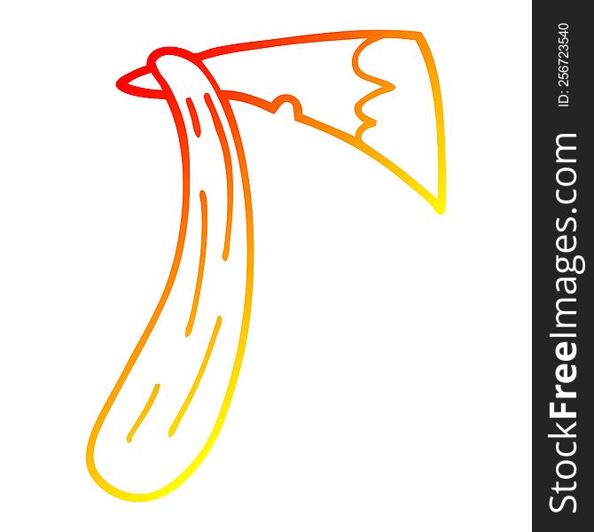 warm gradient line drawing of a cartoon of an axe