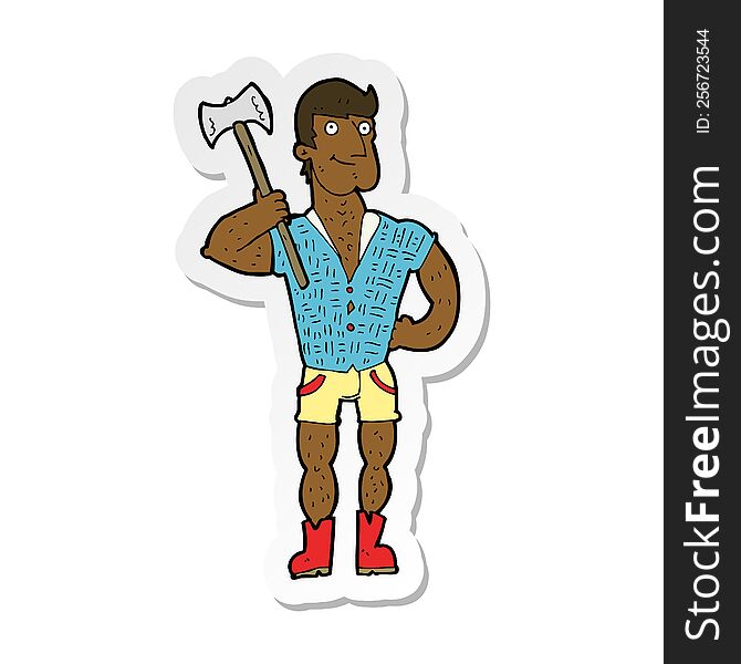 Sticker Of A Cartoon Lumberjack