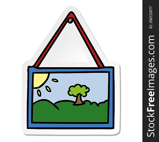 hand drawn sticker cartoon doodle of a picture in frame