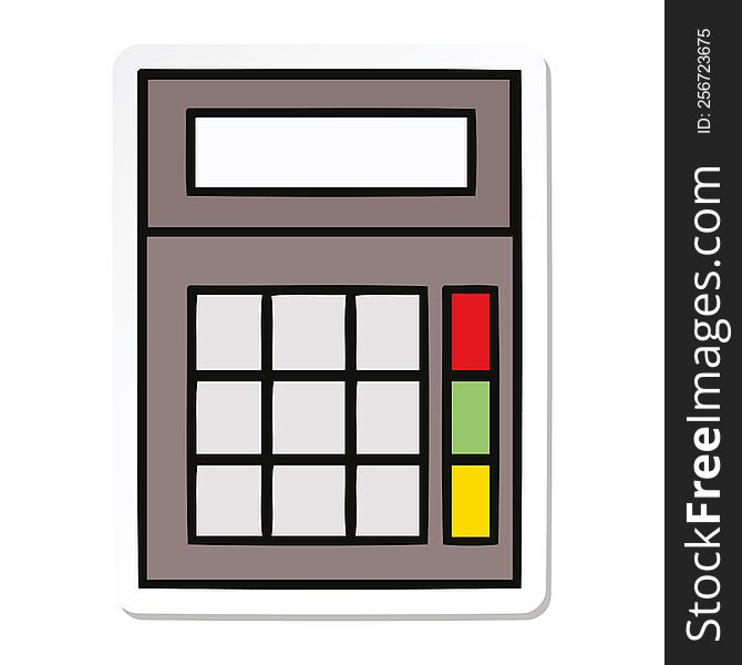 Sticker Of A Cute Cartoon School Calculator