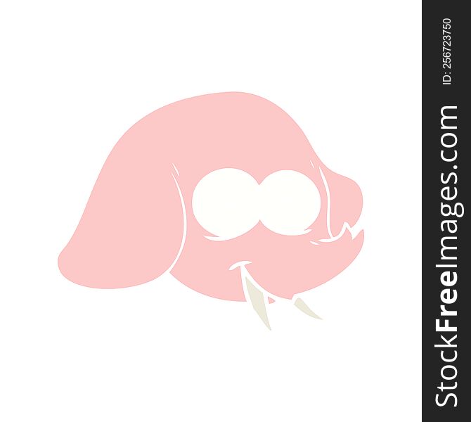 Flat Color Style Cartoon Elephant Face
