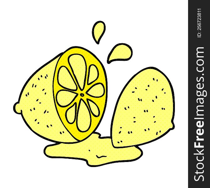 freehand drawn cartoon cut lemon