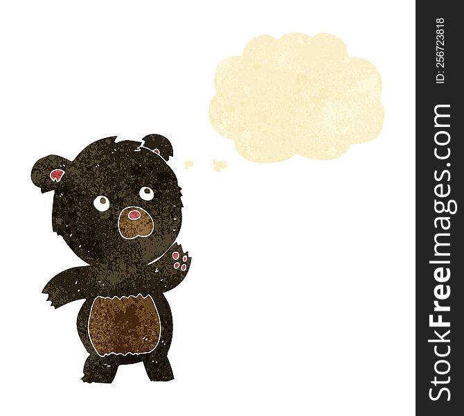 Cartoon Curious Black Bear With Thought Bubble