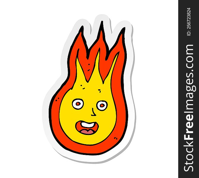 sticker of a cartoon friendly fireball