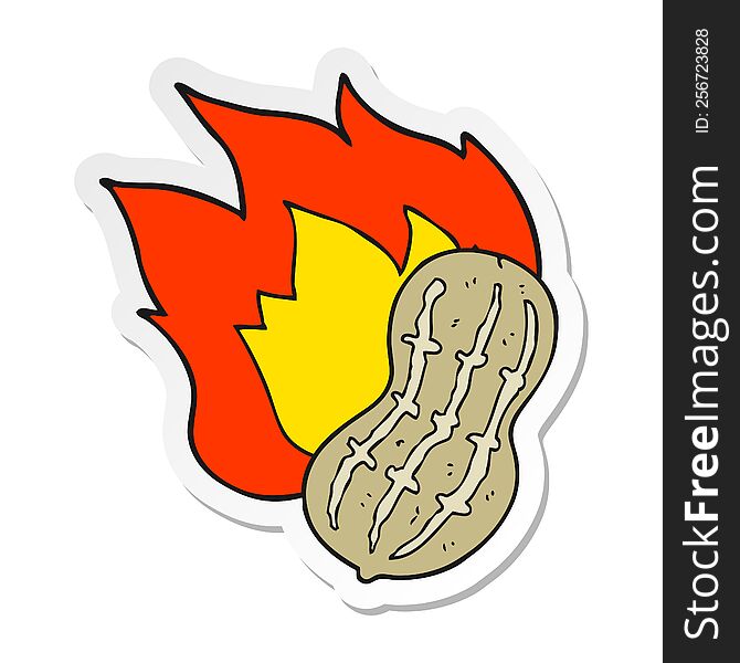 sticker of a cartoon cooking peanut