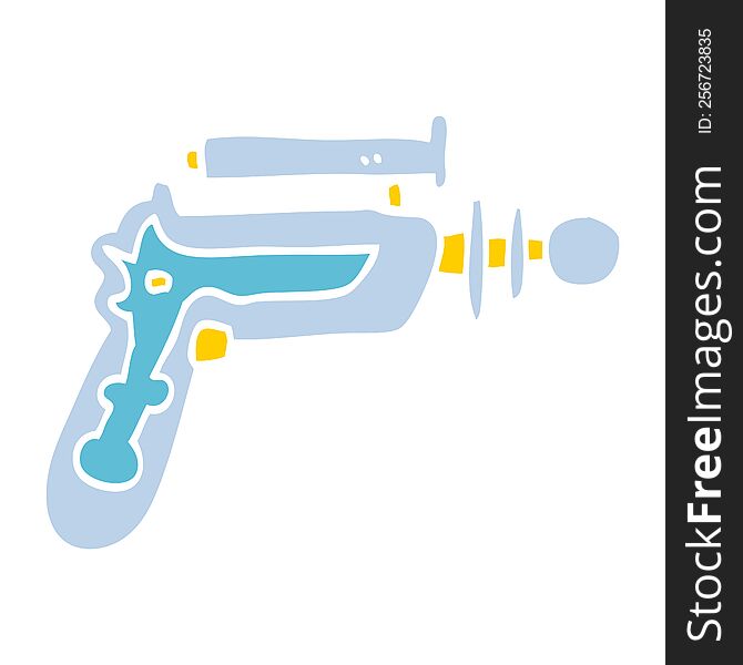 Flat Color Illustration Cartoon Ray Gun