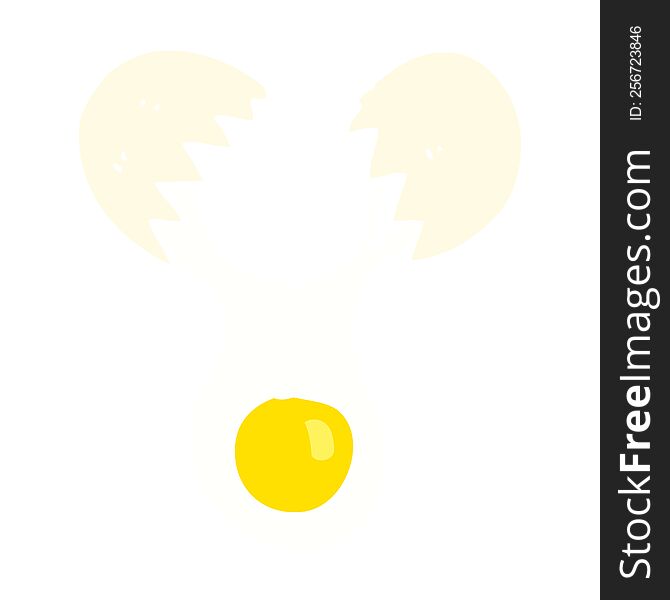 Flat Color Illustration Of A Cartoon Cracked Egg