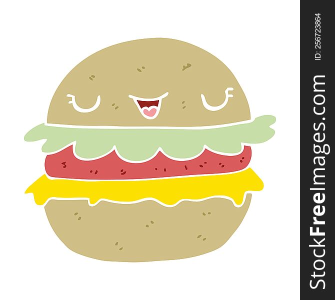 Flat Color Style Cartoon Burger