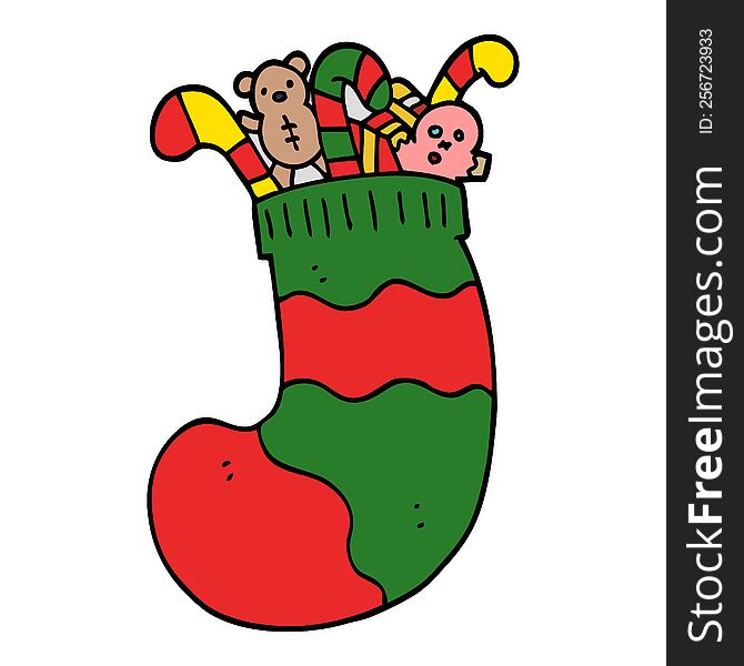 cartoon doodle christmas stocking