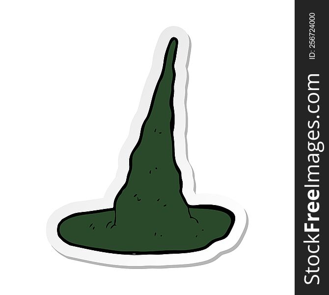 Sticker Of A Cartoon Spooky Witch Hat