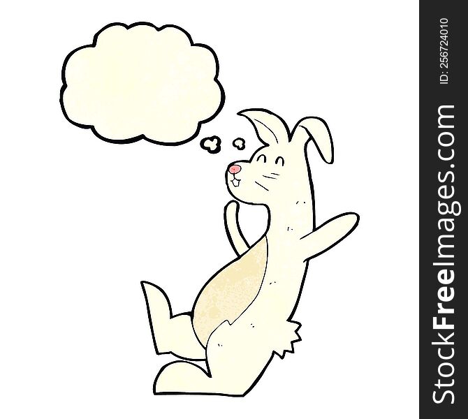 cartoon white rabbit with thought bubble