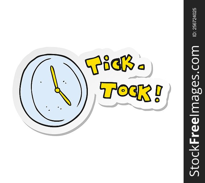 Sticker Of A Cartoon Ticking Clock