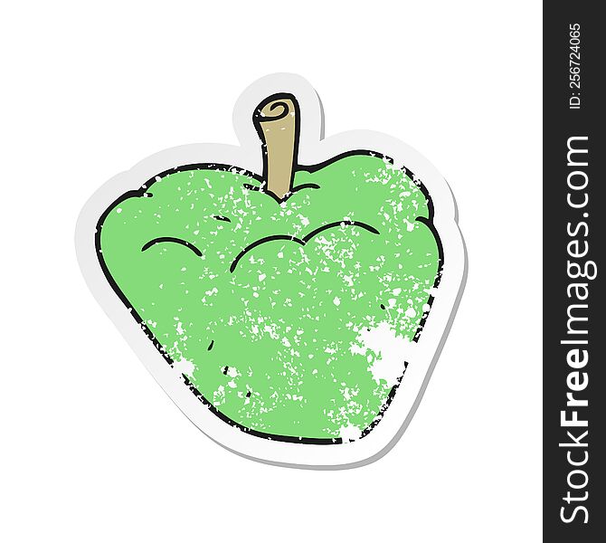 retro distressed sticker of a cartoon organic apple