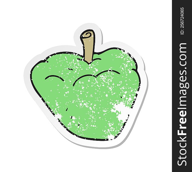 Retro Distressed Sticker Of A Cartoon Organic Apple