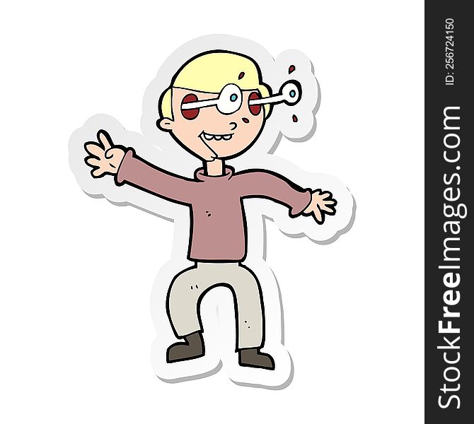 Sticker Of A Cartoon Amazed Boy