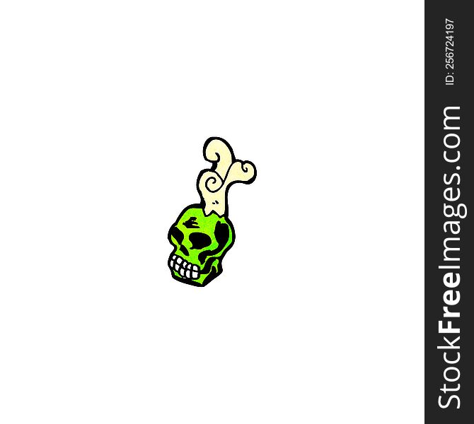 Cartoon Spooky Green Skull