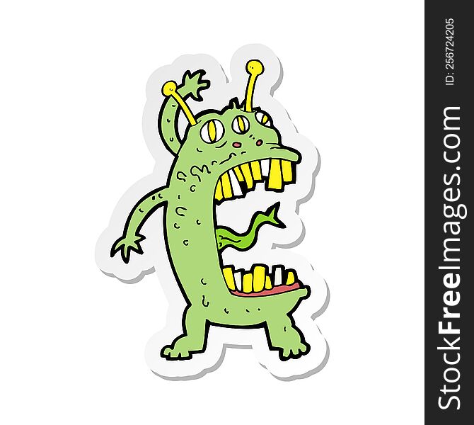 Sticker Of A Cartoon Crazy Monster