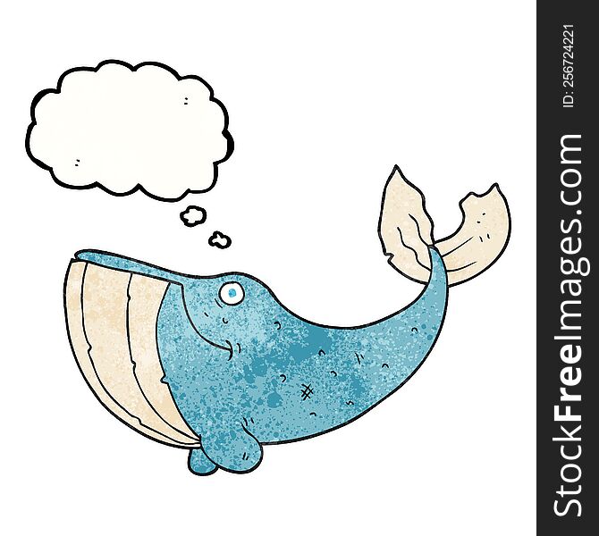 freehand drawn thought bubble textured cartoon whale