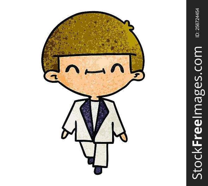 Textured Cartoon Of Cute Kawaii Boy In Suit