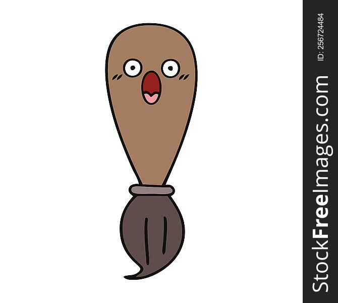 cute cartoon of a paint brush. cute cartoon of a paint brush