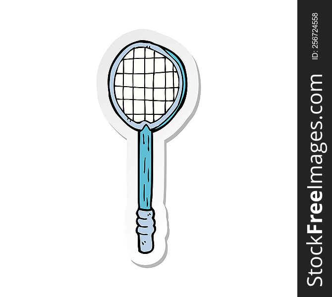 sticker of a cartoon old tennis racket